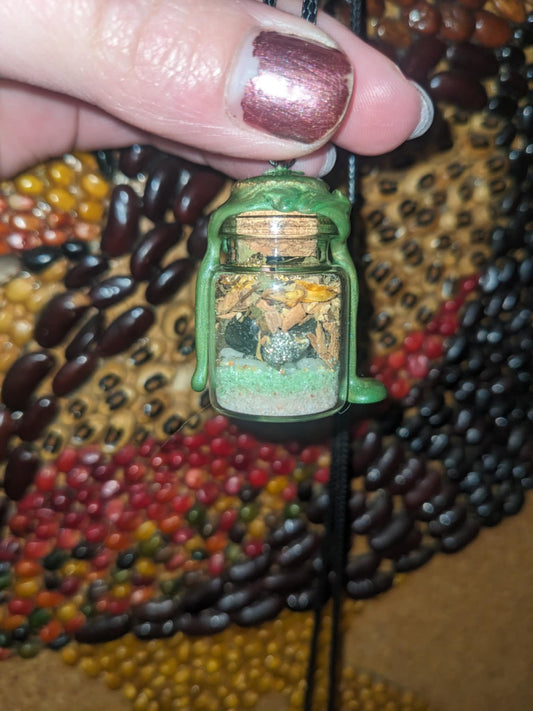 Prosperity and Abundance spell jar necklace